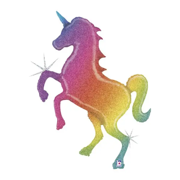 Folieballong Glitter Unicorn Regnbågsfärgad 137cm