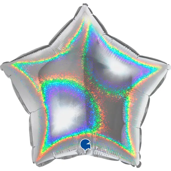 Folieballong Stjärna Glitter Silver 46cm