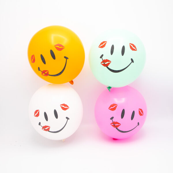Latexballong Emoji Smile Mixade färger 8-pack