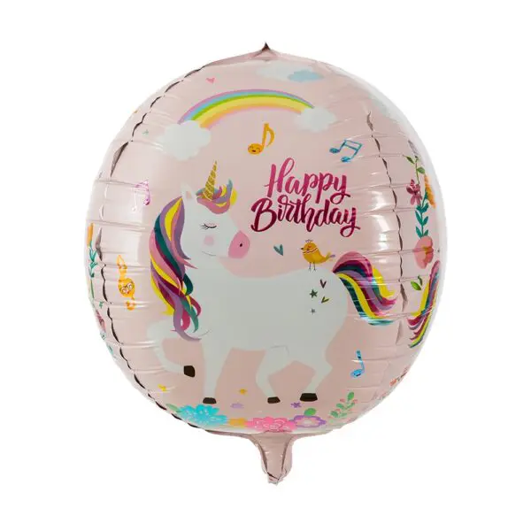 Folieballong Unicorn "Happy Birthday" Rosa 35cm