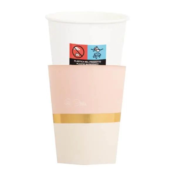 Pappersmugg Ljusrosa / Guld / Vit 250ml 8-pack